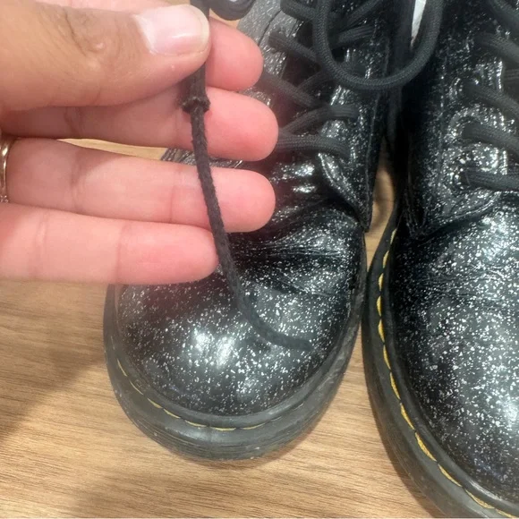 Dr. Martens Boots Kids 3 1460 J Cosmic Glitter Side Zip Combat Black Girls Zip - Picture 4 of 9
